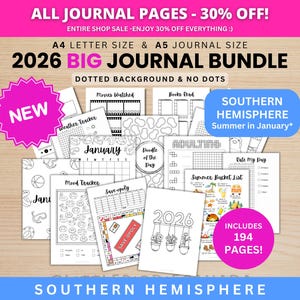 SOUTHERN HEMISPHERE 2026 BIG Journal Bundle - Printable Journal Pages - Digital Planner - A5 & A4 Size - 2026 Journal - Digital Download