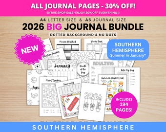 SOUTHERN HEMISPHERE 2026 BIG Journal Bundle - Printable Journal Pages - Digital Planner - A5 & A4 Size - 2026 Journal - Digital Download