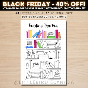 Rastreador de lectura de estantería - Página de diario IMPRIMIBLE - Registro de lectura - Página de diario de lectura - Rastreador de lectura - Rastreador de hábitos diarios - Rastreador de libros