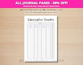 Subscription Tracker - PRINTABLE Journal Page - Planner Page - Expense Tracker - Bill Tracker - Bill Payment Tracker - Track Subscriptions
