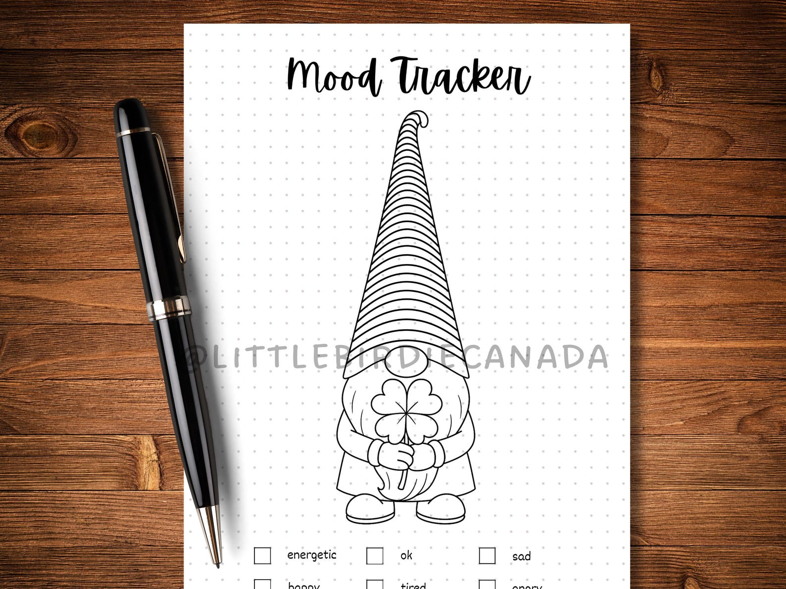 Gnome Mood Tracker - PRINTABLE Journal Page - Garden Gnome Theme ...