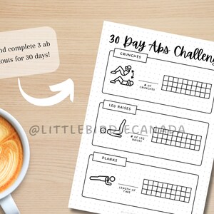 30 Day Abs Challenge - PRINTABLE Journal Page - Abs Workout - Ab ...