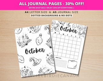 October Title Page - Magic Potions - October Calendar - PRINTABLE Calendar - Journal Title Page and Calendar Set - October Cover Page
