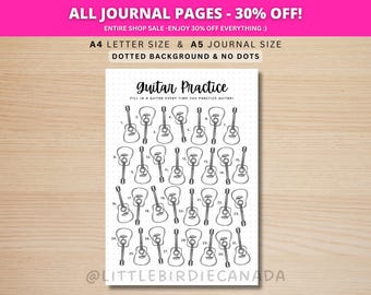 Guitar Practice Tracker - PRINTABLE Journal Page - Habit Tracker - Music Tracker - Kids Guitar Printable - Guitar Practice Template
