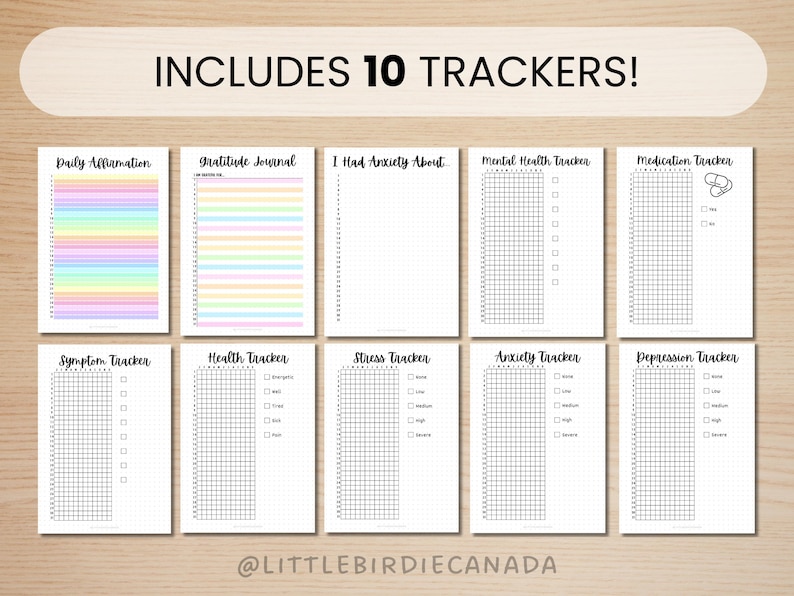 Mental Health Trackers Bundle - PRINTABLE Journal Pages - Digital ...