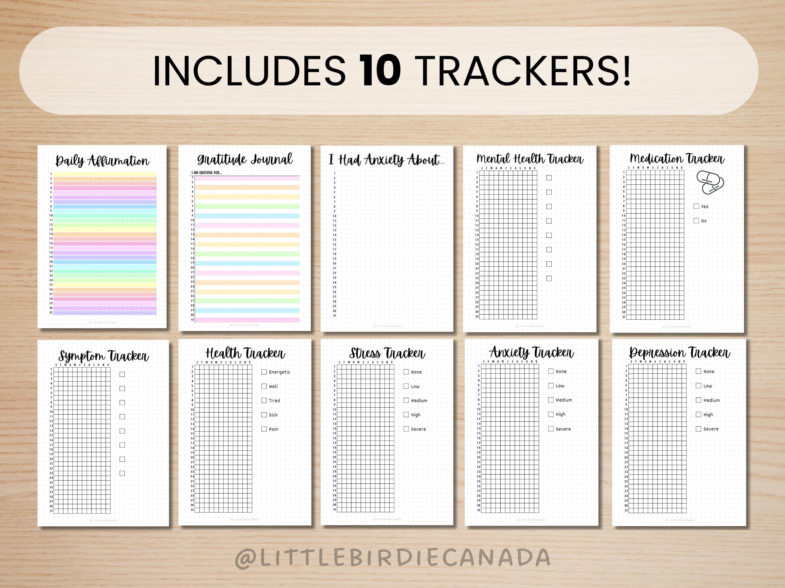 Mental Health Trackers Bundle - PRINTABLE Journal Pages - Digital ...