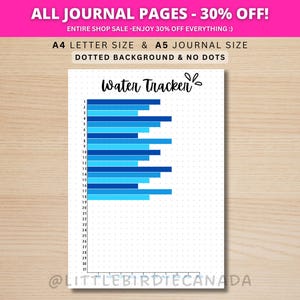 Water Tracker Monthly - PRINTABLE Journal Page - Planner Page - Daily Tracker - Monthly Tracker - Water Log - Health Tracker image 1