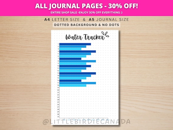 Water Tracker Monthly - PRINTABLE Journal Page - Planner Page - Daily Tracker - Monthly Tracker - Water Log - Health Tracker