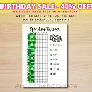 Spending Tracker - DRUCKBARE Journalseite - Planerseite - Ausgabenlog – Haushaltstracker – Ausgabentracker – Geldtracker – Geldausgeben