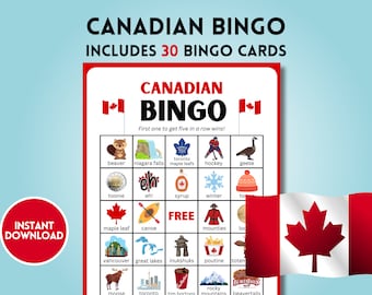 Canada Bingo Game Canadian Bingo Canada Day Activity Summer Game For Kids Activity For Kids Printable Bingo Game For Kids Canada Day Game