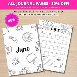 Juni Titelseite und Kalender - DRUCKBARER Kalender - Kunst Thema - Journal Titelseite und Kalender - Juni Deckblatt