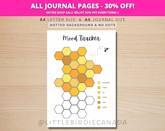 Honeycomb Mood Tracker - PRINTABLE Journal Page - Planner Page - Feelings Tracker - Honey Mood Tracker - Track Mood - Journal Template