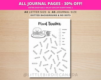 Burgers & Fries Mood Tracker - PRINTABLE Journal Page - Planner Page - Feelings Tracker - Daily Mood Tracker - Track Mood - Journal Template