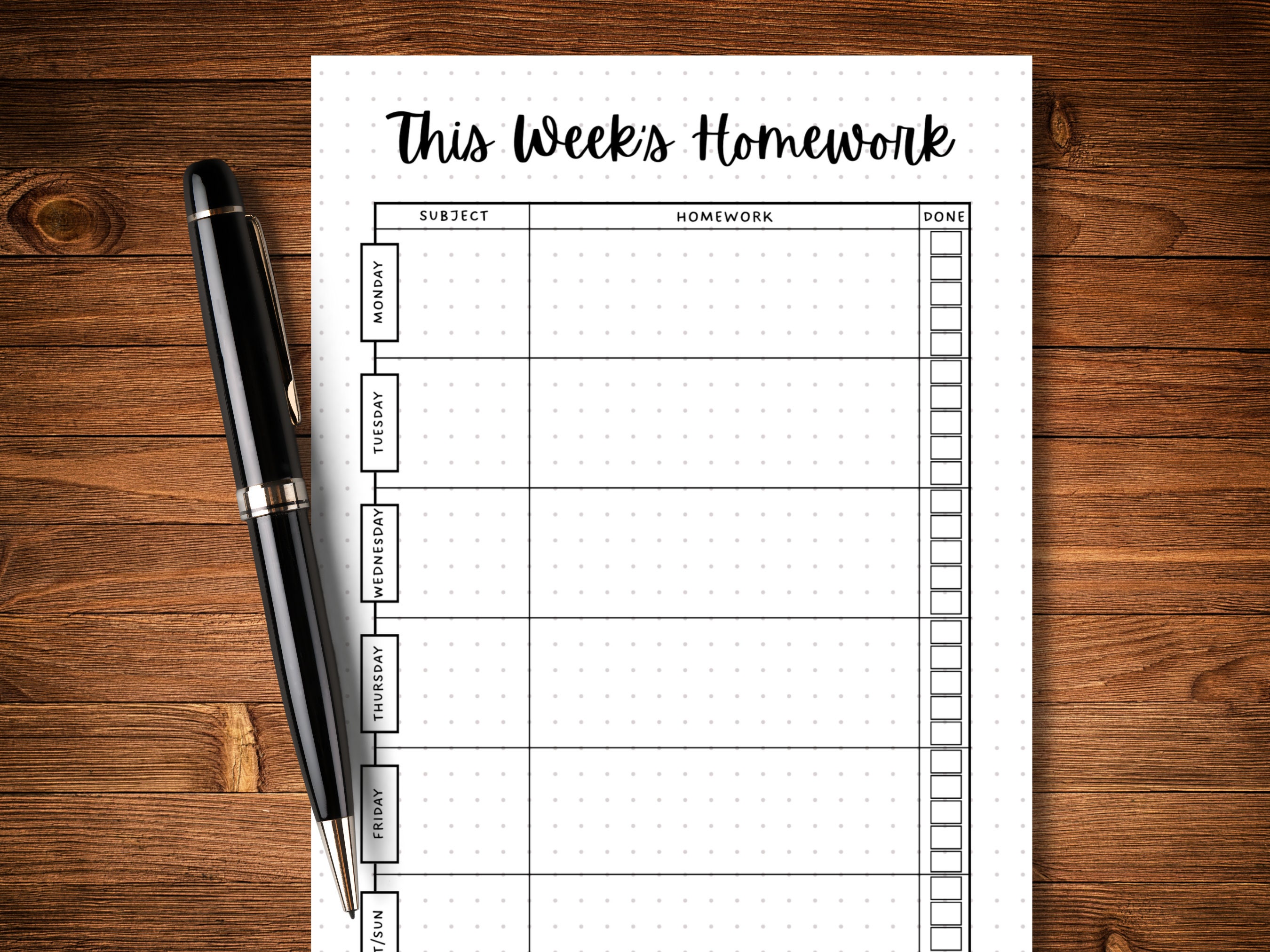 Homework Tracker - PRINTABLE Journal Page - Student Journal - Student ...