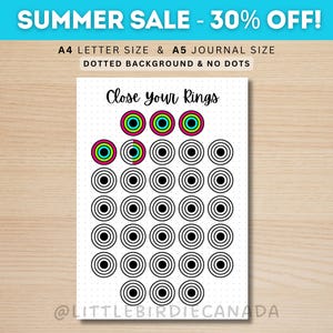 Exercise Rings Fitness Tracker - PRINTABLE Journal Page - Planner Page - Exercise Tracker - Health Tracker - Workout Tracker - Activity Log