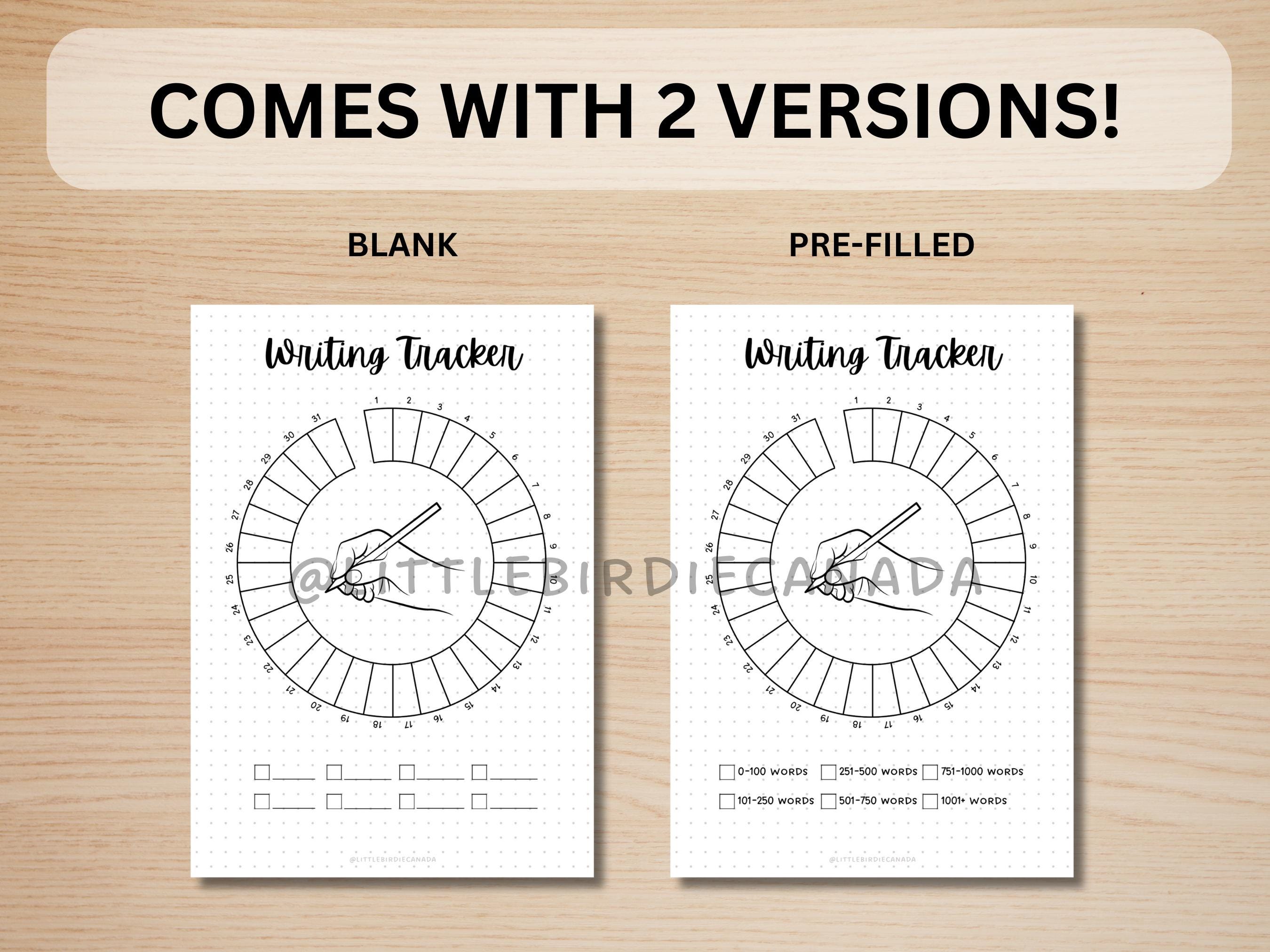 Writing Tracker - PRINTABLE Journal Page - Track Writing - Word Count ...