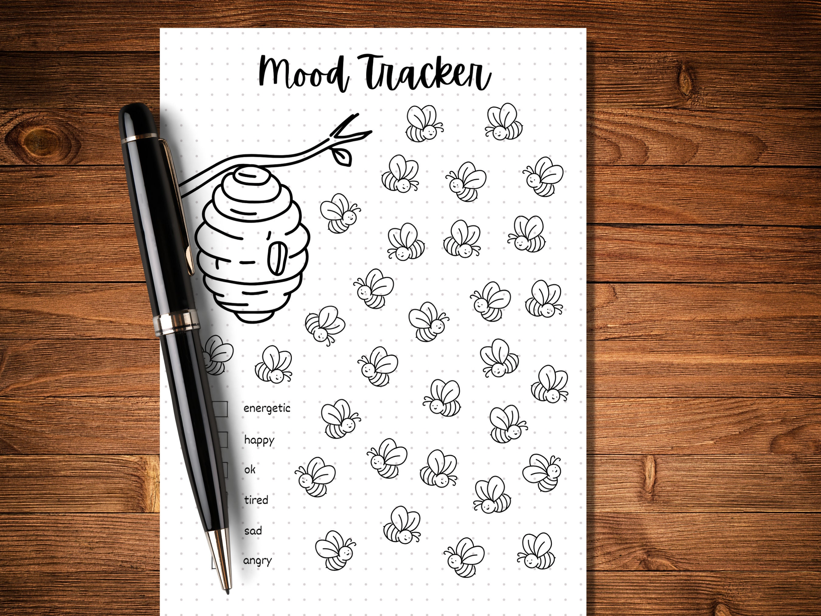 Bee Mood Tracker - PRINTABLE Journal Page - Planner Page - Daily ...