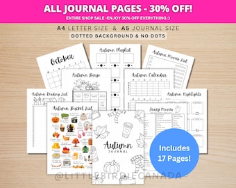 Autumn Journal Bundle - PRINTABLE Autumn Planner - 17 Journal Pages - Fall Journal - Fall Planner - Fall Bucket List - Fall Activities