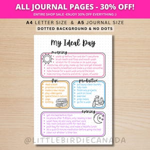 Tracker di routine - Pagina di diario STAMPABILE - Modello di pagina di pianificazione - Tracker di produttività - La mia giornata ideale - Routine mattutina - Routine notturna