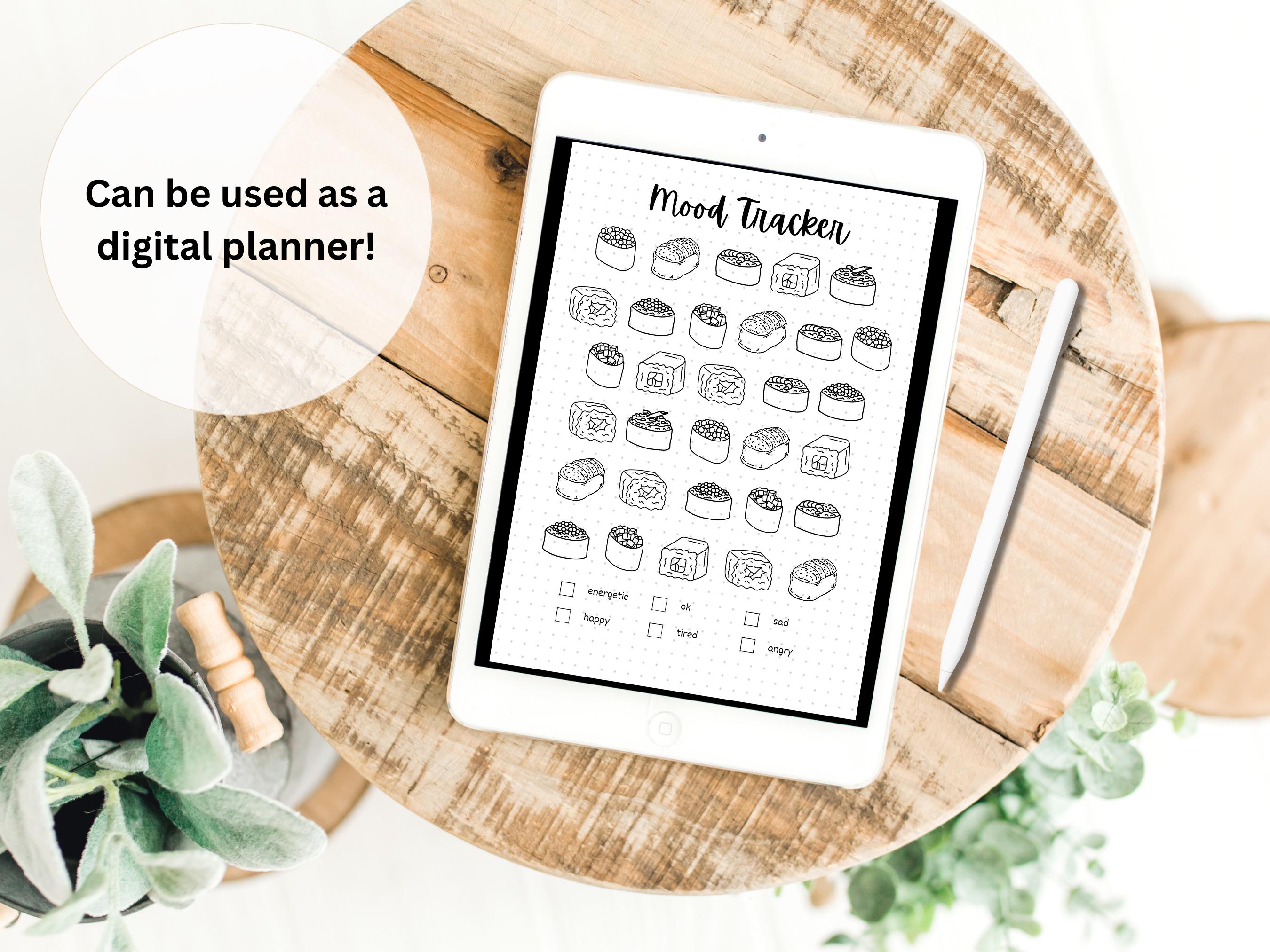 momoページ 計4点 Sushi Mood Tracker - PRINTABLE Journal Page - Planner Page