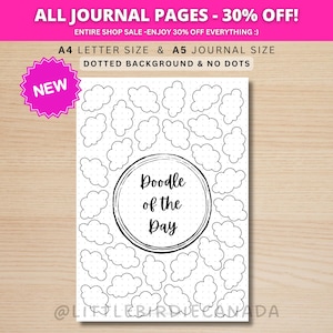 Cloud Doodle Of The Day - PRINTABLE Journal Page - April Showers Theme - Digital Planner Page - Drawing Journal - Daily Doodle
