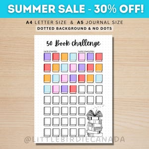 50 Book Reading Challenge - PRINTABLE Journal Page - Reading Tracker - Reading Log - Printable Planner Page- Book Challenge - Reading Game