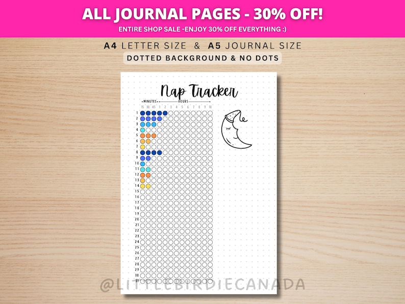 Nap Tracker Monthly - PRINTABLE Journal Page - Track Sleep - Sleep Log - Sleep Analysis - Sleep Quality - Track Napping - Track Naps image 1