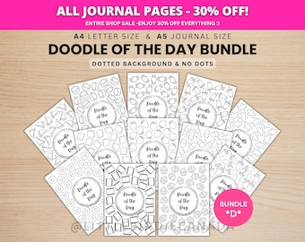 Doodle of the Day Bundle - BUNDLE D - PRINTABLE Journal Pages - Digital Planner Pages - A5 & A4 Size - Value Pack
