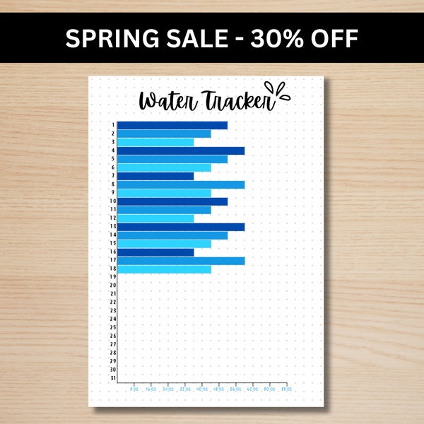 Water Tracker Monthly - A5 Journal Page - PRINTABLE Tracker - Daily Tracker - Monthly Tracker - Water Log - Printable Page - Health Tracker