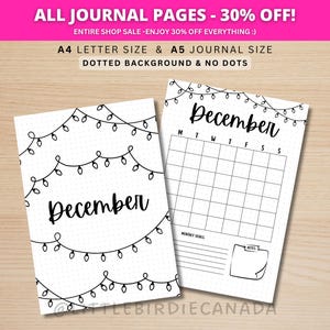 December Title Page - Christmas Lights - December Calendar - PRINTABLE Calendar - Journal Title Page and Calendar - December Cover Page