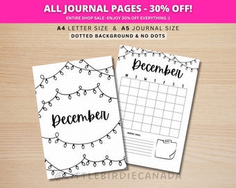 December Title Page - Christmas Lights - December Calendar - PRINTABLE Calendar - Journal Title Page and Calendar - December Cover Page
