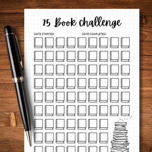 75 Book Reading Challenge - PRINTABLE Journal Page - Reading Tracker ...