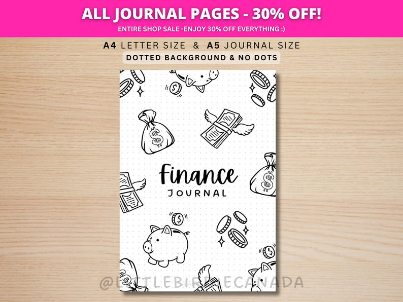 Finance Journal Title Page - PRINTABLE Journal Page - Savings Journal Cover Page - Finance Planner - Savings Planner - Money Planner Page image 1