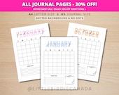 12 Month Calendar Pages - A5 Journal Monthly Calendar Template - Monthly Planner - PRINTABLE Calendar - Printable Planner Page - Minimalist