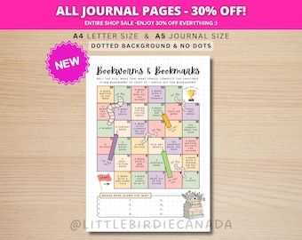 Bookworms and Bookmarks - PRINTABLE Journal Page - Reading Challenge - Book Challenge - Reading Journal - Reading Game - Reading Planner