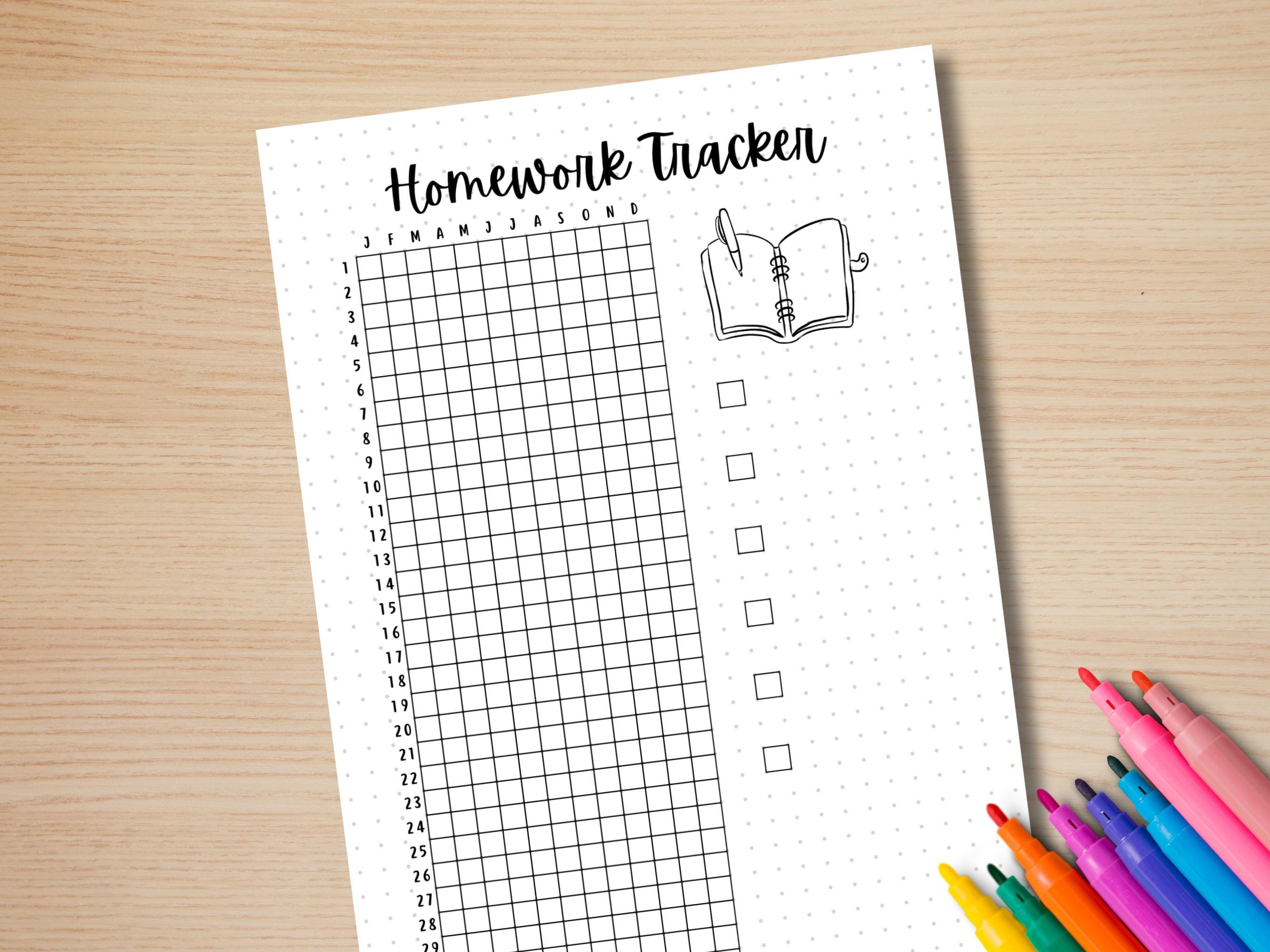 Homework Tracker - PRINTABLE Journal Page - Student Journal - Student ...