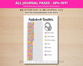 Audiobook Tracker - PRINTABLE Journal Page - Planner Page - Audiobook Reading Log - Reading Tracker - Reading Journal Page - Audiobook Log