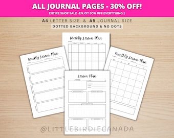Lesson Plan Bundle - PRINTABLE Teacher Planner - Lesson Plans - Journal Pages - Lesson Plan Template - Lesson Planner - Homeschool Planner