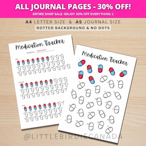 Medication Monthly Tracker - PRINTABLE Journal Page - Medication Tracker - Health Tracker - Pill Tracker - Meds Tracker - Track Medication
