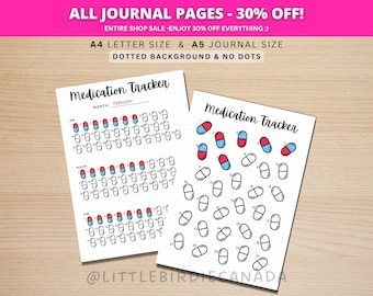 Medication Monthly Tracker - PRINTABLE Journal Page - Medication Tracker - Health Tracker - Pill Tracker - Meds Tracker - Track Medication