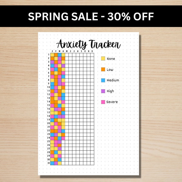 Anxiety Tracker - A5 Journal Page - PRINTABLE Tracker - Habit Tracker - Anxiety Journal - Anxiety Worksheet - Mood Tracker