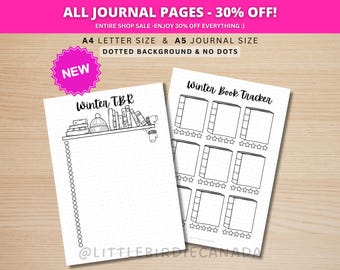 冬の読書リスト - TBRリスト - 印刷可能なジャーナルページ - ブックトラッカー - 読書ジャーナル - 読書トラッカー - デジタルプランナー