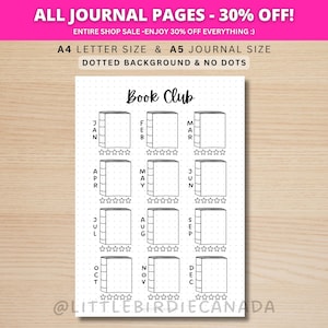 Book Club Book Tracker - PRINTABLE Journal Page - Book Club - Reading Log - Reading Journal Page - Book Journal - Book Club Books