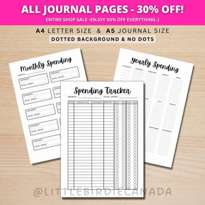 Spending Trackers Bundle - PRINTABLE Journal Page - Spending Log - Finance Tracker - Expense Tracker - Yearly Money Tracker - Planner Page