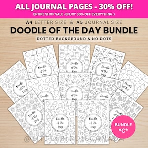 Doodle van de dag-bundel - BUNDEL C - AFDRUKBARE dagboekpagina's - Digitale plannerpagina's - A5- en A4-formaat - voordeelpakket