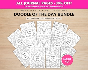 Doodle of the Day Bundle - BUNDLE C - PRINTABLE Journal Pages - Digital Planner Pages - A5 & A4 Size - Value Pack