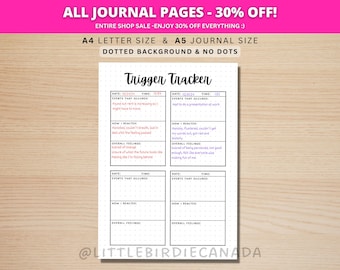 Déclencheur Tracker - Page de journal imprimable - anxiété Tracker - dépression Tracker - anxiété Journal - Journal de la santé mentale - TSPT Tracker