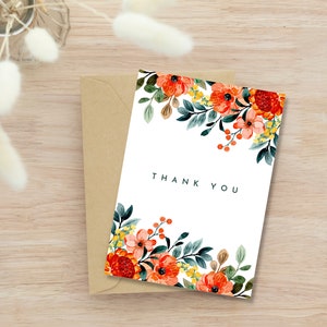 PRINTABLE Thank You Card Flower Thank You Card Floral Thank You Card ...