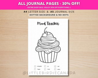 Cupcake Mood Tracker - PRINTABLE Journal Page - Planner Page - Feelings Tracker - Daily Mood Tracker - Track Mood - Journal Template
