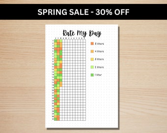 Rate My Day - A5 Journal Page - PRINTABLE Tracker - Daily Tracker - Daily Mood Tracker - Year In Pixels - Monthly Tracker - Daily Rating Log